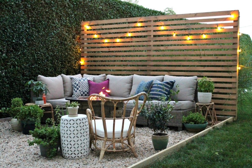 backyard string lights privacy fence