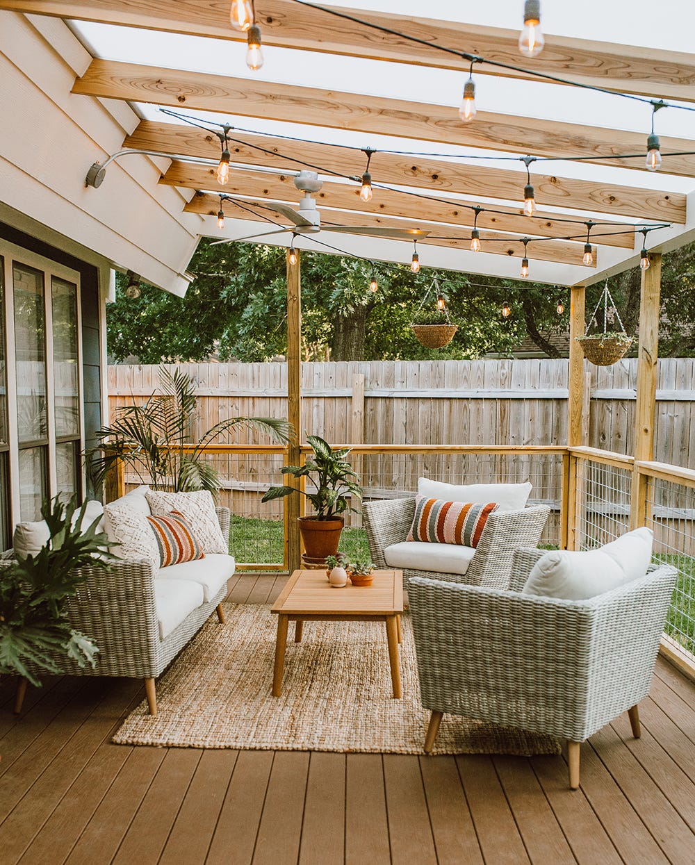 backyard string lights outdoor living room