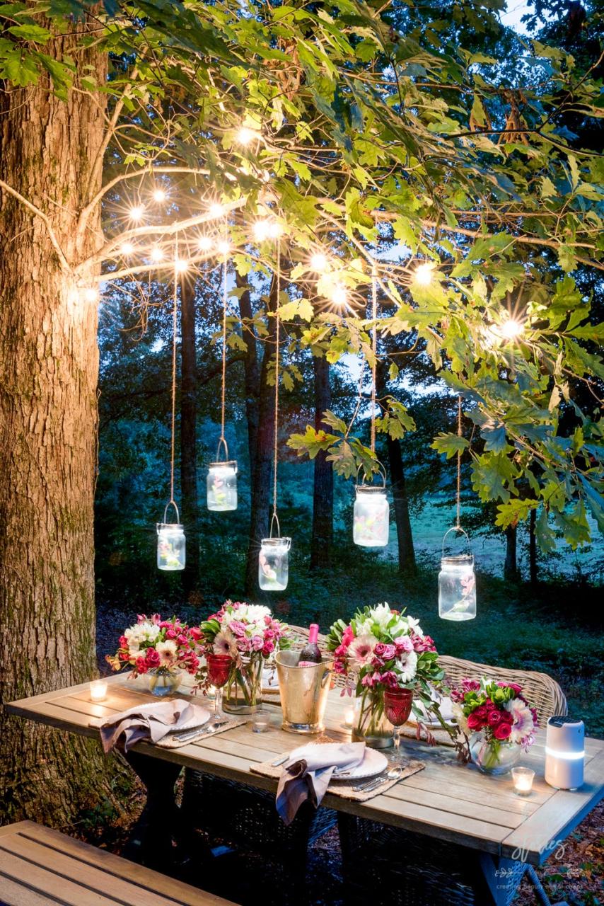 patio string lights trees