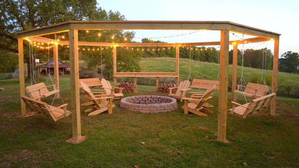 Pavilion, Canopy, Gazebo, Shade, Pergola, Outdoor structure, Building, Backyard, Furniture, Landscaping, 